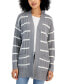 Фото #1 товара Juniors' Striped Open-Front Long Cardigan