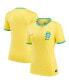 Фото #4 товара Women's Yellow Brazil National Team 2022/23 Home Breathe Stadium Replica Blank Jersey