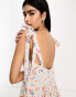 Фото #3 товара ASOS DESIGN linen tie cross strap swing mini sundress with godets in ditsy floral