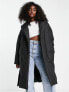 Urban Bliss belted wrap puffer coat in black