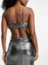 Фото #3 товара ASOS DESIGN ruched beach top co-ord in metallic silver plisse