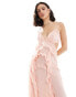 Фото #3 товара ASOS DESIGN frill detail cut out cami maxi dress in pink