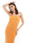 JDY textured bandeau midi dress dress in orange