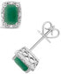 ფოტო #1 პროდუქტის Emerald (1-1/3 ct. t.w.) and Diamond Accent Stud Earrings in Sterling Silver