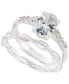 Silver-Tone 2-Pc. Set Oval Cubic Zirconia & Twisted Band Rings, Created for Macy's