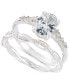 ფოტო #1 პროდუქტის Silver-Tone 2-Pc. Set Oval Cubic Zirconia & Twisted Band Rings, Created for Macy's