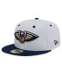 Фото #4 товара Men's White, Navy New Orleans Pelicans Throwback 2Tone 59FIFTY Fitted Hat