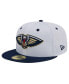 ფოტო #4 პროდუქტის Men's White, Navy New Orleans Pelicans Throwback 2Tone 59FIFTY Fitted Hat