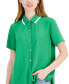 Women's Ribbed-Collar Short-Sleeve Shirt