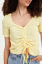 Kadın Sarı Büzgü Detaylı Kısa Kollu Bluz L5896AZ.19HS.YL273