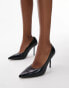 Topshop Wide Fit Erin patent court shoe in black