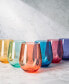Фото #3 товара Glass European Style Crystal, Stemless Wine Glasses Set of 6