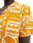 Another Influence beach shirt co ord in rust summer scene print