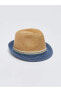 Şerit Detaylı Erkek Bebek Hasır Şapka