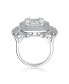 Фото #5 товара Sterling Silver White Gold Plated Clear Baguette and Round Cubic Zirconia's Double Halo Clustered Cocktail Ring