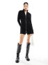 Фото #5 товара Weekday Laila high neck rib knitted mini dress with two-way zip in black