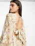 Фото #2 товара Вечернее платье ASOS - Макси с плиссе, сердце-образный вырез, оборки и цветочный металлический жаккард