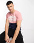 Jack & Jones colour block t-shirt in pink & navy