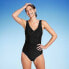 Фото #2 товара Women's Grommet Scallop Full Coverage One Piece Swimsuit - Kona Sol Black L