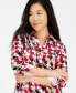 Petite Printed 3/4-Sleeve Collared Top