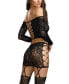 Women's Lace Patterned Knit Lingerie Set with Attached Garters and Stockings