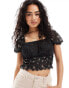 Vero Moda mixed print chiffon top in black