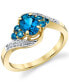 ფოტო #1 პროდუქტის Blue Topaz (1-1/3 ct. t.w.) & Diamond (1/20 ct. t.w.) Swirl Ring in 10k Gold