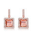 18K Rose Gold Overlay Square Champagne Cubic Zirconia Earrings