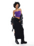 Noisy May textured tube top with tie detail in purple