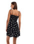 Brave Soul floral print flare mini dress with tie straps in black