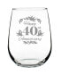 Happy 40th Anniversary Floral 40th Anniversary Gifts Stem Less Wine Glass, 17 oz