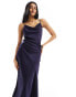 Фото #3 товара YAS Bridesmaid satin cami maxi dress in deep rich navy - NAVY