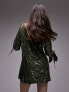 Фото #7 товара Topshop co-ord sequin oversized shirt in green