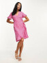 Фото #4 товара Vero Moda Petite wrap mini dress in pink spot print