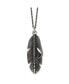 Фото #1 товара Chisel antiqued and Black CZ Feather Pendant Singapore Chain Necklace