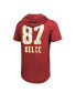 Фото #3 товара Men's Threads Travis Kelce Red Distressed Kansas City Chiefs Super Bowl LVIII Player Name and Number Tri-Blend Hoodie T-Shirt