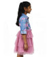 Фото #2 товара Toddler & Little Girls Floral-Print Denim Tutu Dress