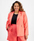 Фото #2 товара Trendy Plus Size Solid Linen Single-Breasted Woven Blazer, Created for Macy's