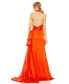 ფოტო #3 პროდუქტის Women's Halter Neck Ruffle Side Slit Gown