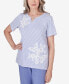 ფოტო #5 პროდუქტის Women's Summer Breeze Mini Stripes T-shirt with Butterfly Lace Detail
