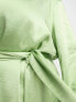 Фото #2 товара Pretty Lavish Curve tie waist satin mini dress in soft olive