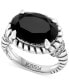 ფოტო #1 პროდუქტის EFFY® Onyx & White Topaz (1/5 ct. t.w.) Oval Rope Framed Ring in Sterling Silver