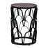 Фото #1 товара 23 Inch End Side Table, Round Mango Wood Top, Lattice Cut Out Iron Frame, Brown, Black