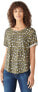 Lucky Brand 272807 Women's Rolled Sleeve Crew Neck Printed Top, Leopard Camo, M