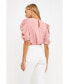 Фото #3 товара Women's Pleated Puff Sleeve Top