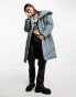 Фото #1 товара Noisy May longline padded coat with oversized hood in grey