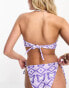 Noisy May bandeau bikini top in purple butterfly print