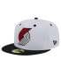 ფოტო #3 პროდუქტის Men's White/Black Portland Trail Blazers Throwback 2Tone 59FIFTY Fitted Hat