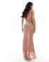 Фото #3 товара ASOS DESIGN metallic knit scoop neck maxi dress in bronze