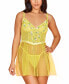 ფოტო #1 პროდუქტის Women’s 2 PC Organza Babydoll Lingerie Set with Floral Laced Bodice